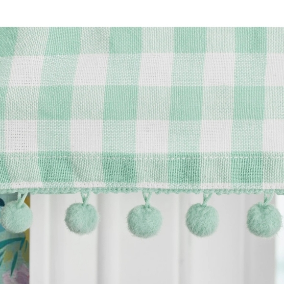 Pioneer Woman Mint Gingham Small Window Curtain Set 3Pc Tier Valance 30"Wx36"L - Picture 6 of 10